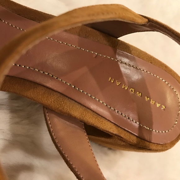 Zara Tan Suede Raffia Pom Pom Strappy Sandals | 39 - Picture 16 of 16